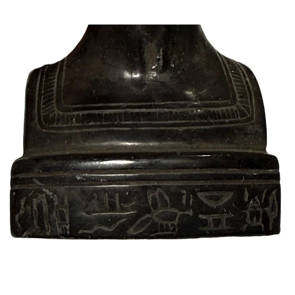 Egyptian Bust Set King Tut Nefertiti Statue Black‎ Stone Hieroglyph Decor